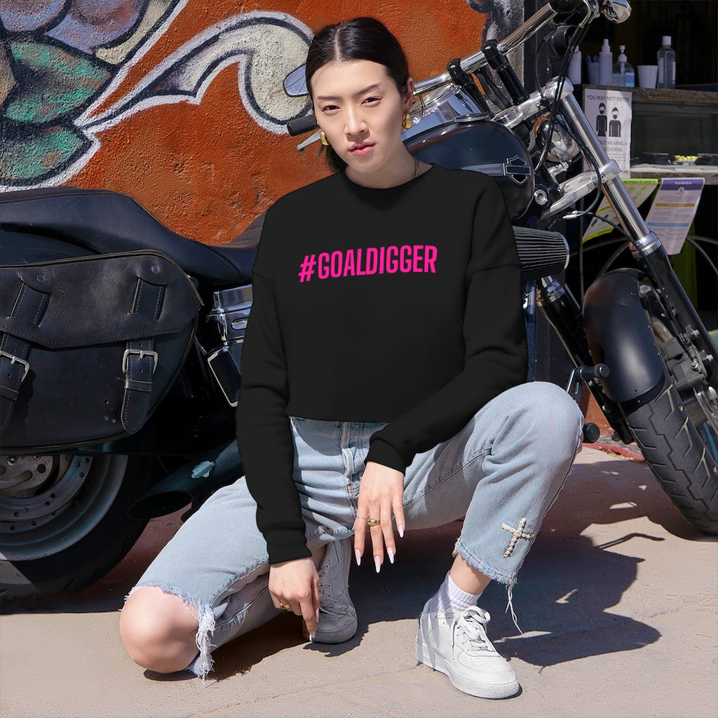 "Goaldigger" - Women's Cropped Sweatshirt (Black)