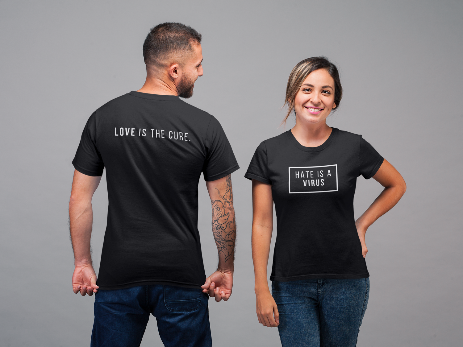 "Hate is a virus. Love is the cure" - Unisex t-shirt (Black)