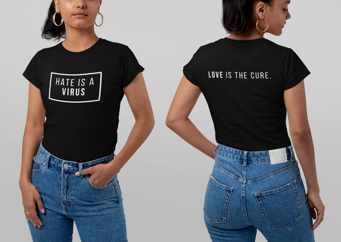 "Hate is a virus. Love is the cure" - Unisex t-shirt (Black)