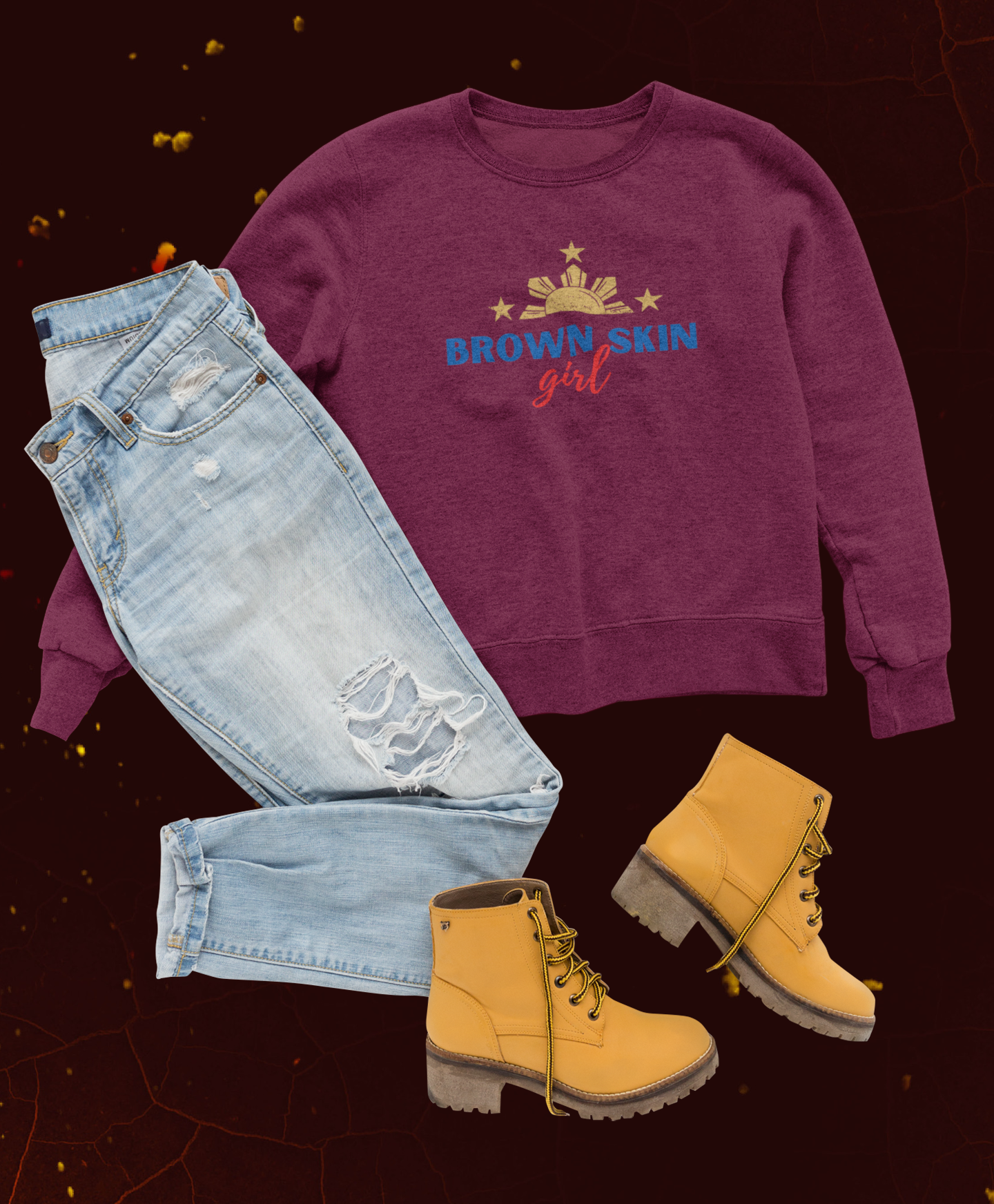 "Brown skin girl" - Crewneck Sweatshirt (Maroon)