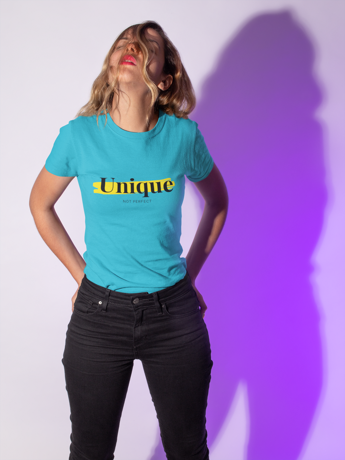 "Unique.  Not Perfect" - Unisex t-shirt (Aqua)